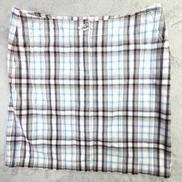 Talbots Skirt Womens Petite 10P Blue Pastel Plaid A Line Stretch Preppy Casual - Picture 1 of 10